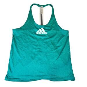 Adidas Racerback Workout Shirt Woman XS Heathered Green Race Tanktop Performance